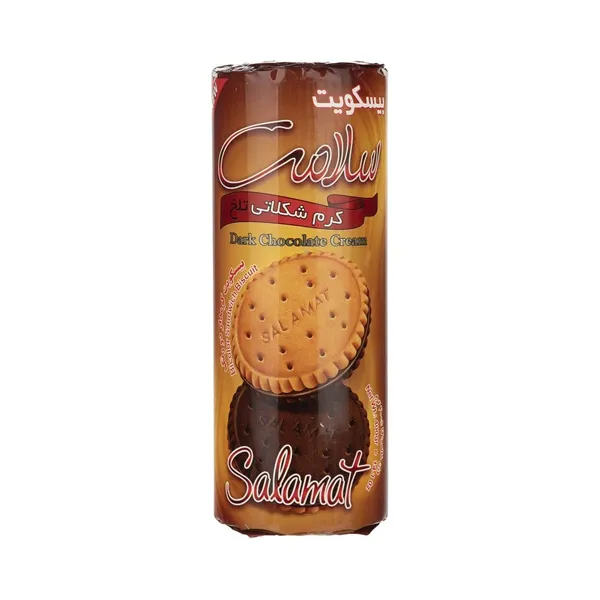 Chocolate Cream Biscuit salamat بيسكويت سلامت كرمدار لوله ای شكلات تلخ دو رنگ